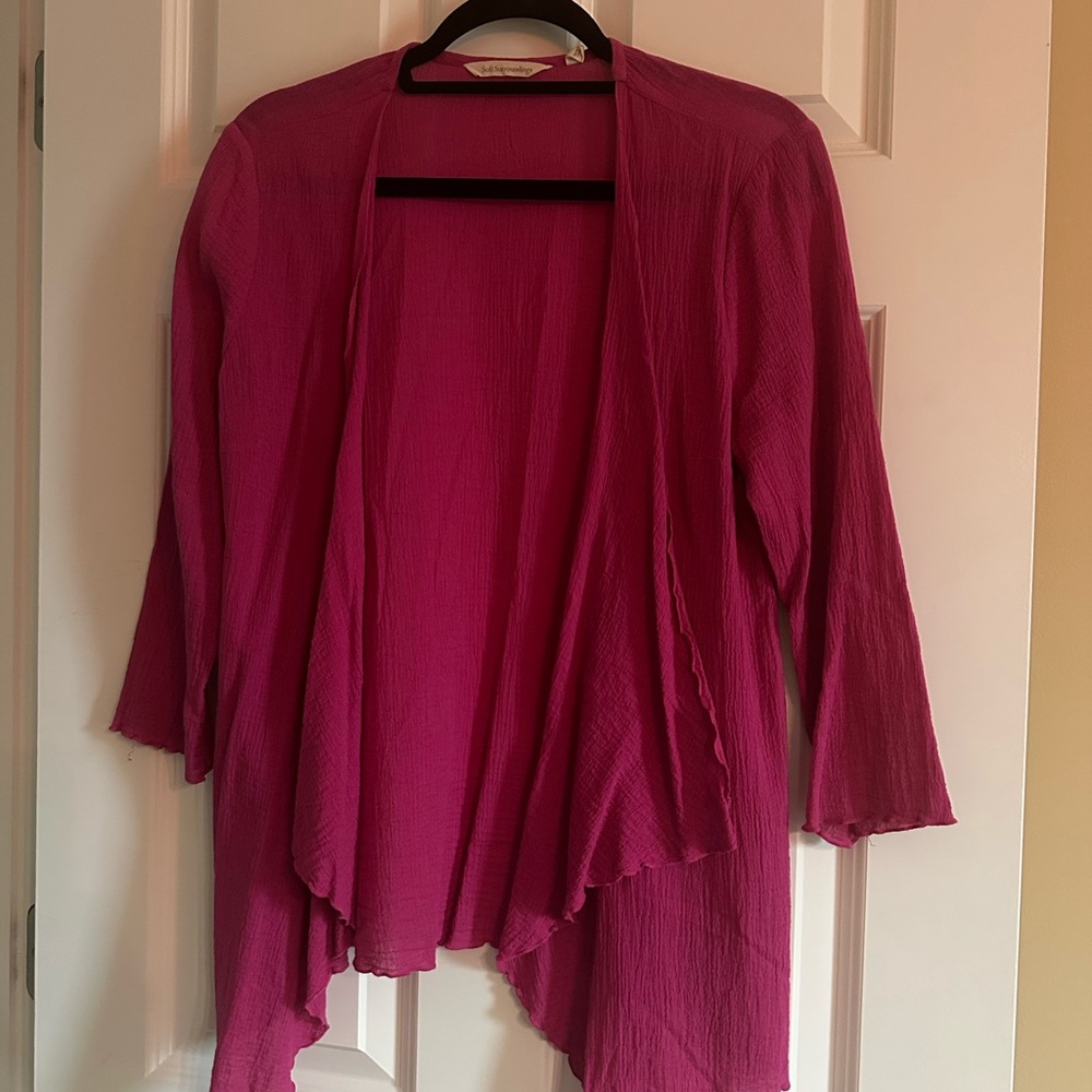 Soft Surroundings Fuchsia Open-Front Cardigan